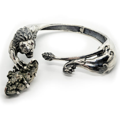 Attacking Lion with Stone Sterling Silver Necklace