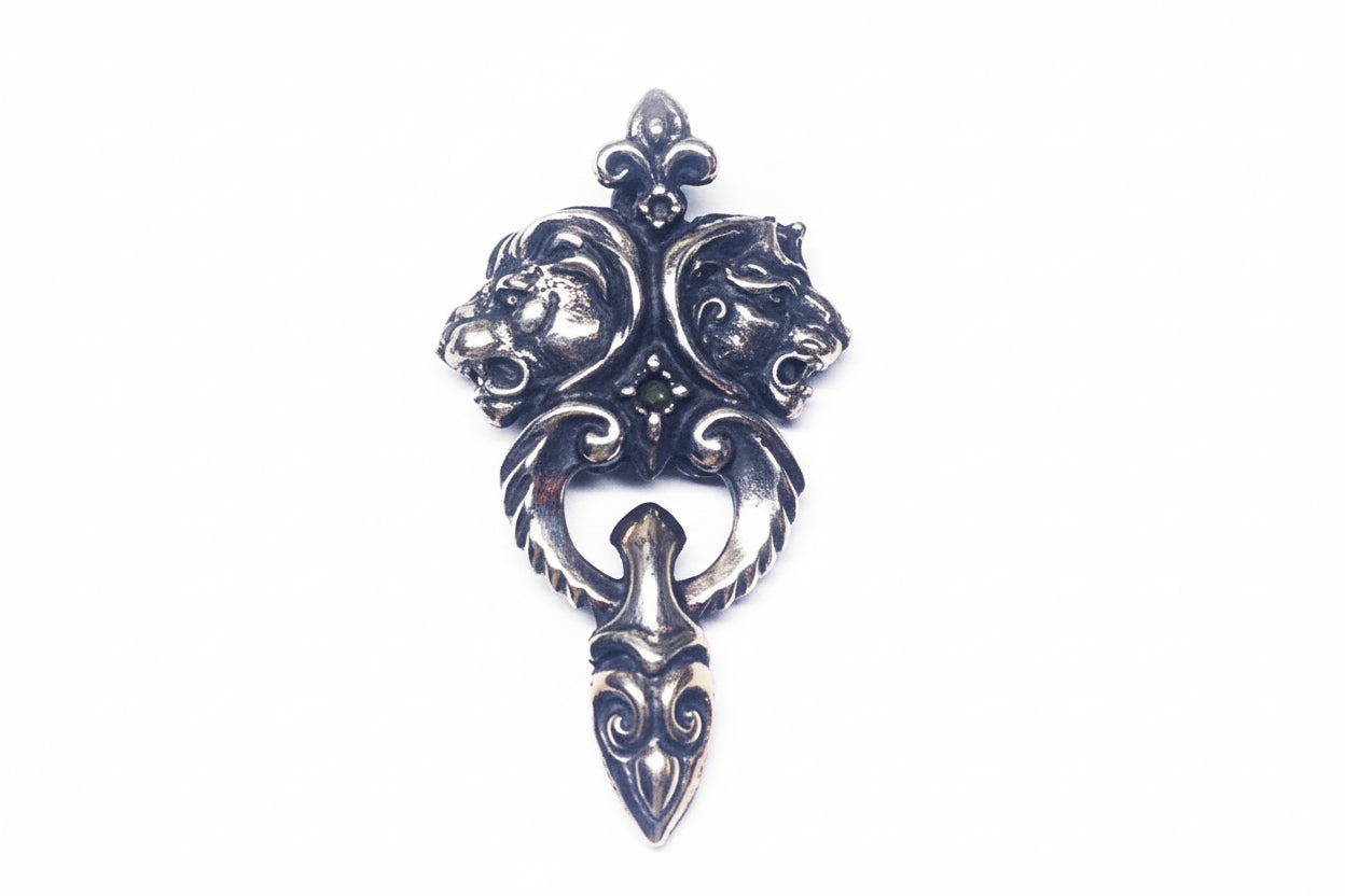 Lions Heads Sterlig Silver with Bronze Pendant