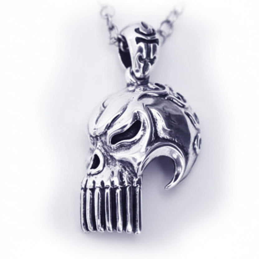 Long Teeth Sterling Silver Skull Pendant