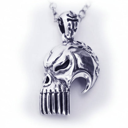 Long Teeth Sterling Silver Skull Pendant