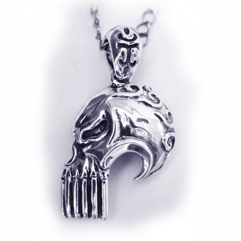 Long Teeth Sterling Silver Skull Pendant