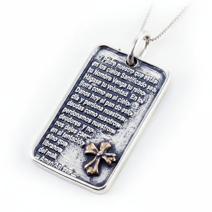 Lord’s Prayer Sterling Silver Cross With Birthstone English pendant