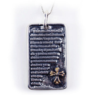Lord’s Prayer Sterling Silver Cross With Birthstone English pendant