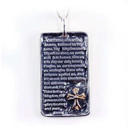 Lord’s Prayer Sterling Silver Cross With Birthstone English pendant