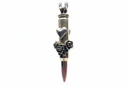 "Heart with Roses" Love Bullet Silver Pendant