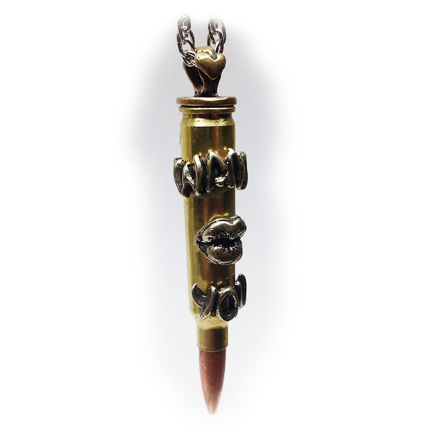 “Want To Kiss You” Love Bullet Silver Pendant