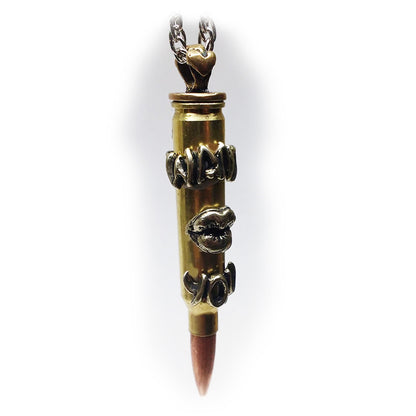 “Want To Kiss You” Love Bullet Silver Pendant