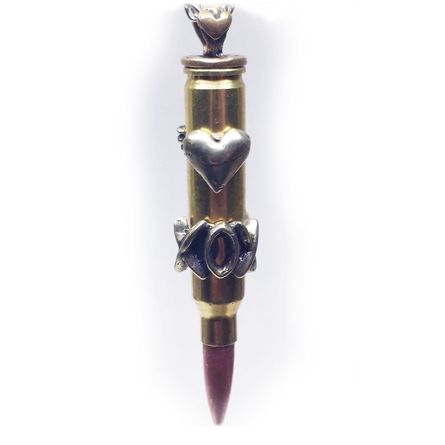 "Heart XOX" Love Bullet Silver Pendant