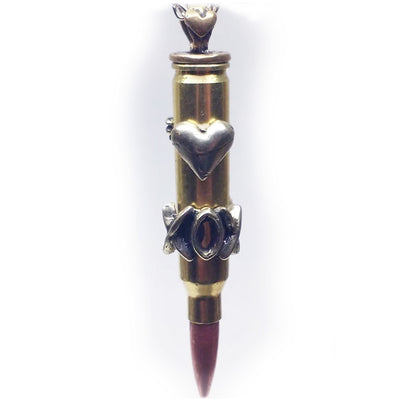 "Heart XOX" Love Bullet Silver Pendant