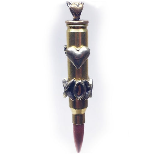 "Heart XOX" Love Bullet Silver Pendant