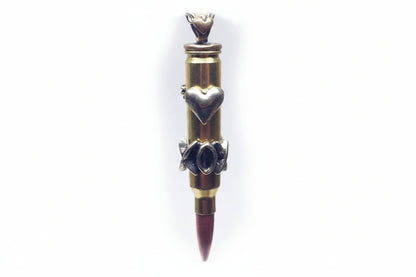 "Heart XOX" Love Bullet Silver Pendant