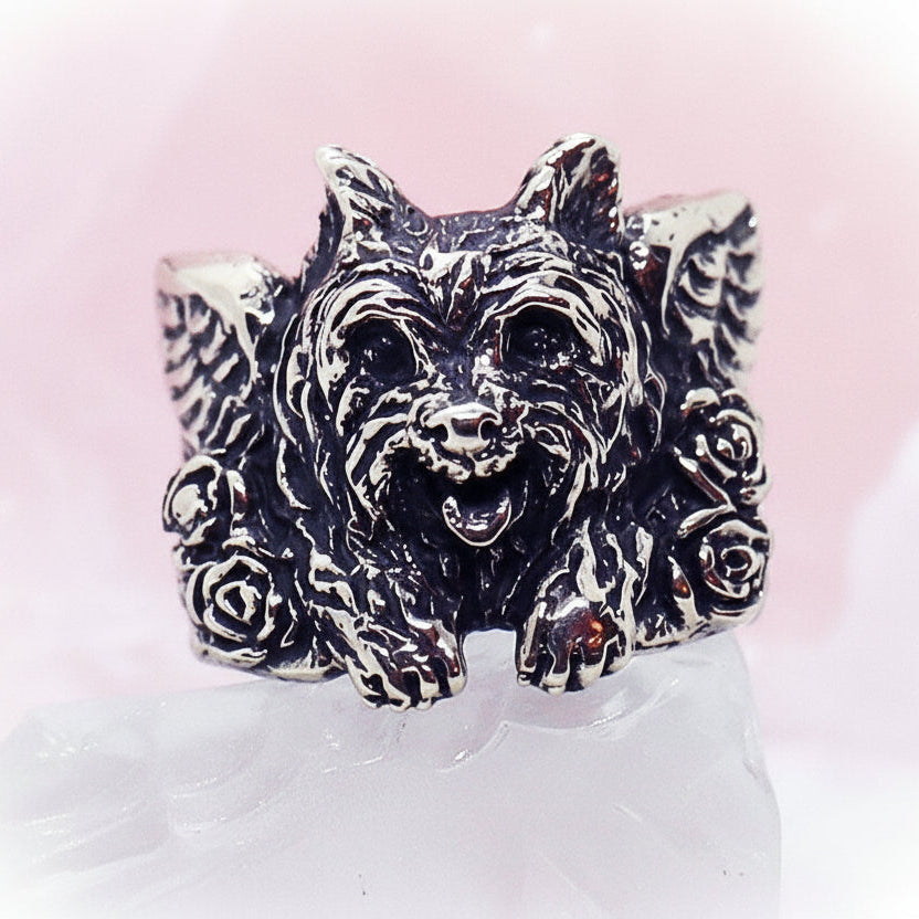 Maltese dog In Heaven Sterling Silver Ring