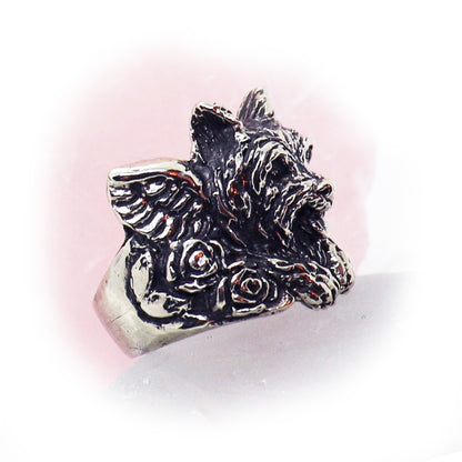 Maltese dog In Heaven Sterling Silver Ring
