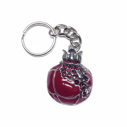 Map of Armenia Red Pomegranate Keychain Pewter v1