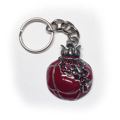 Map of Armenia Red Pomegranate Keychain Pewter v1