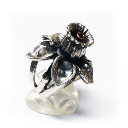 March Birth Flower Daffodil Sterling Silver Ring
