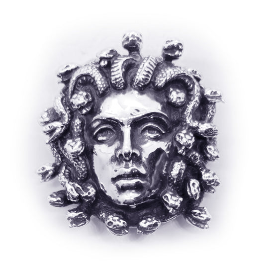 Medusa Gorgo Sterling Silver Belt Buckle