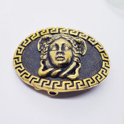 Medusa with Ancient Classic Design Oval Shape Brass Belt Buckle