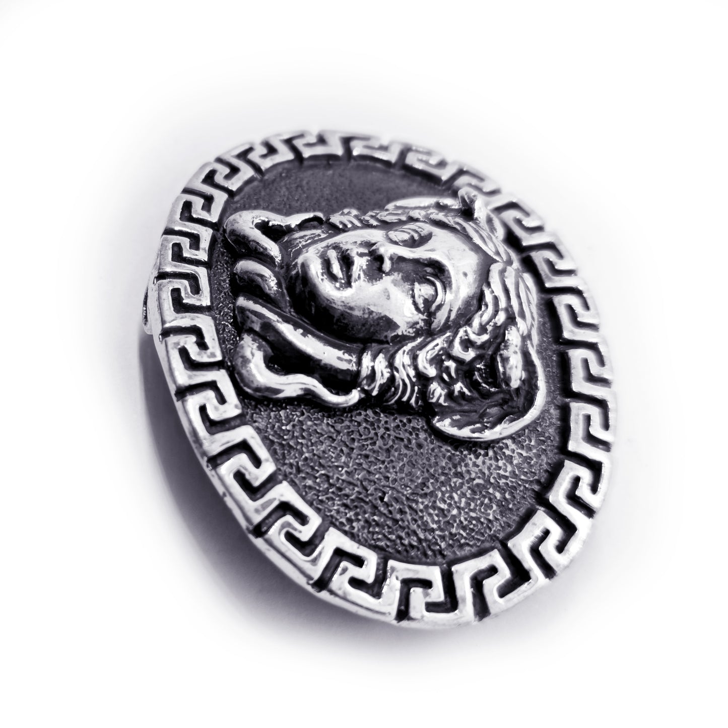 Medusa with Ancient Classic Design Oval Shape Sterling Silver Belt Buckle