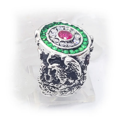 Mexican Silver Ring with Flag Color Stones