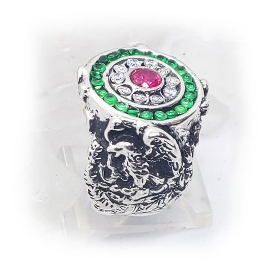 Mexican Silver Ring with Flag Color Stones