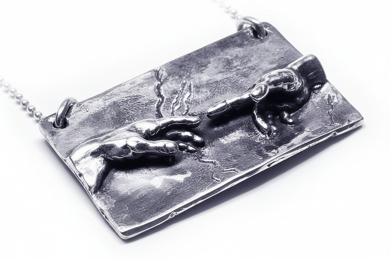 Michelangelo's The Creation of Adam Sterling Silver Necklace