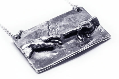 Michelangelo's The Creation of Adam Sterling Silver Necklace