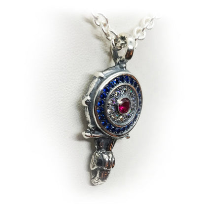 Mod Scooter Target Pendant with Stones
