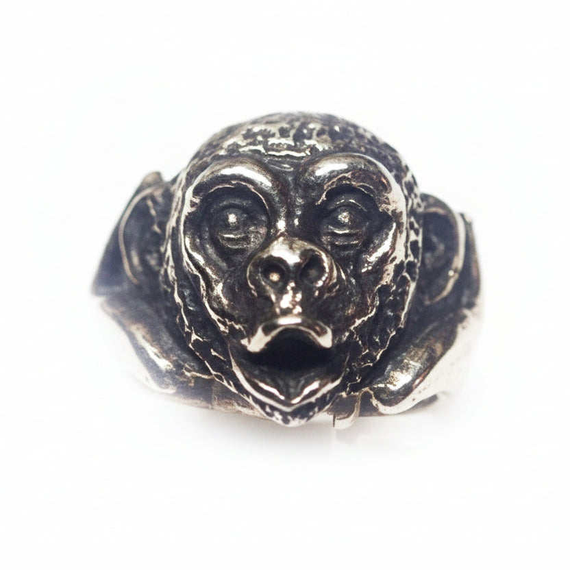 Monkey Chimp Sterling Silver Ring
