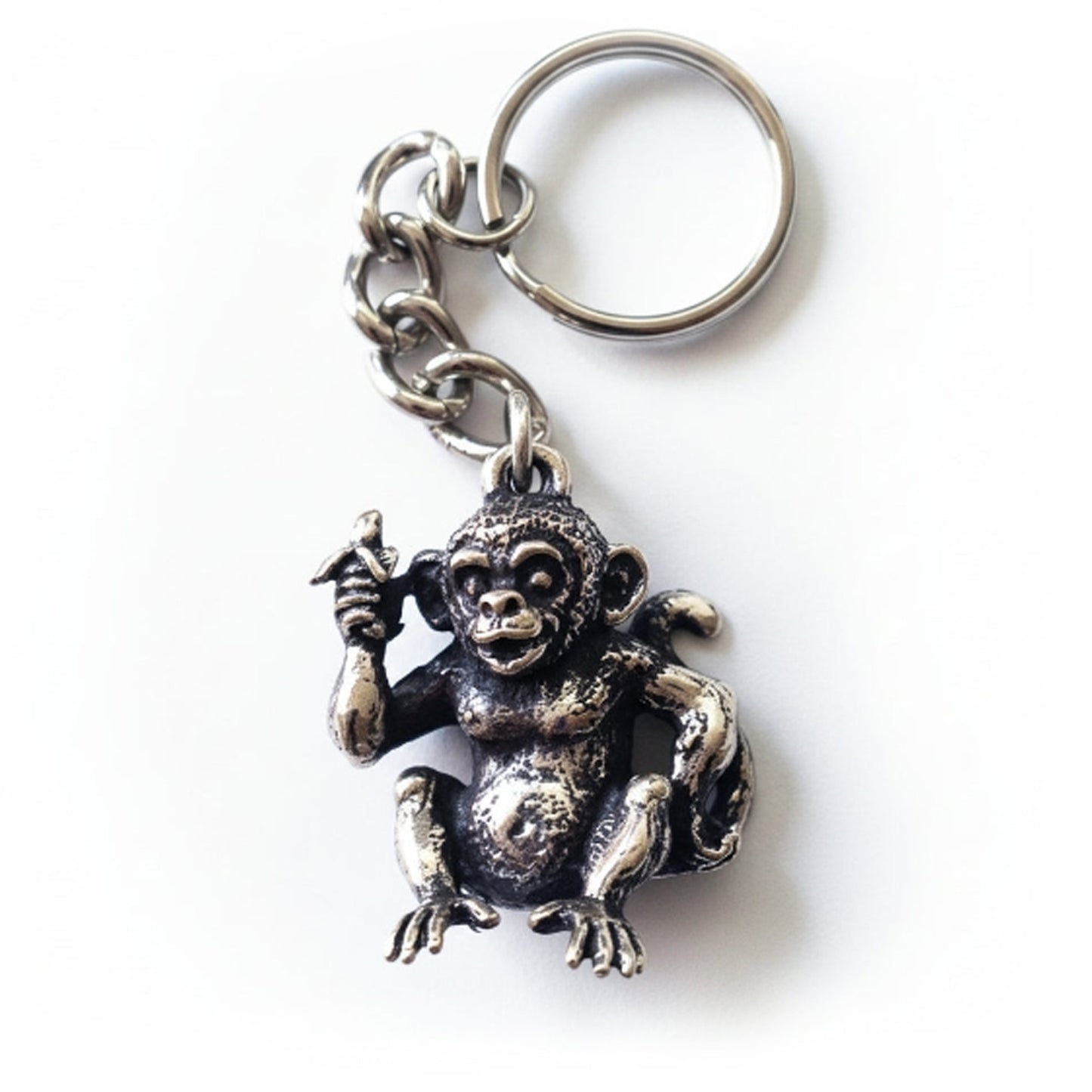 Monkey Monkey white bronze keychain