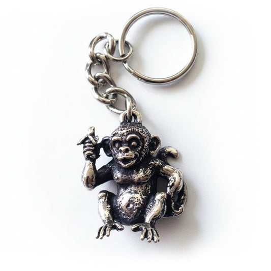 Monkey Monkey white bronze keychain