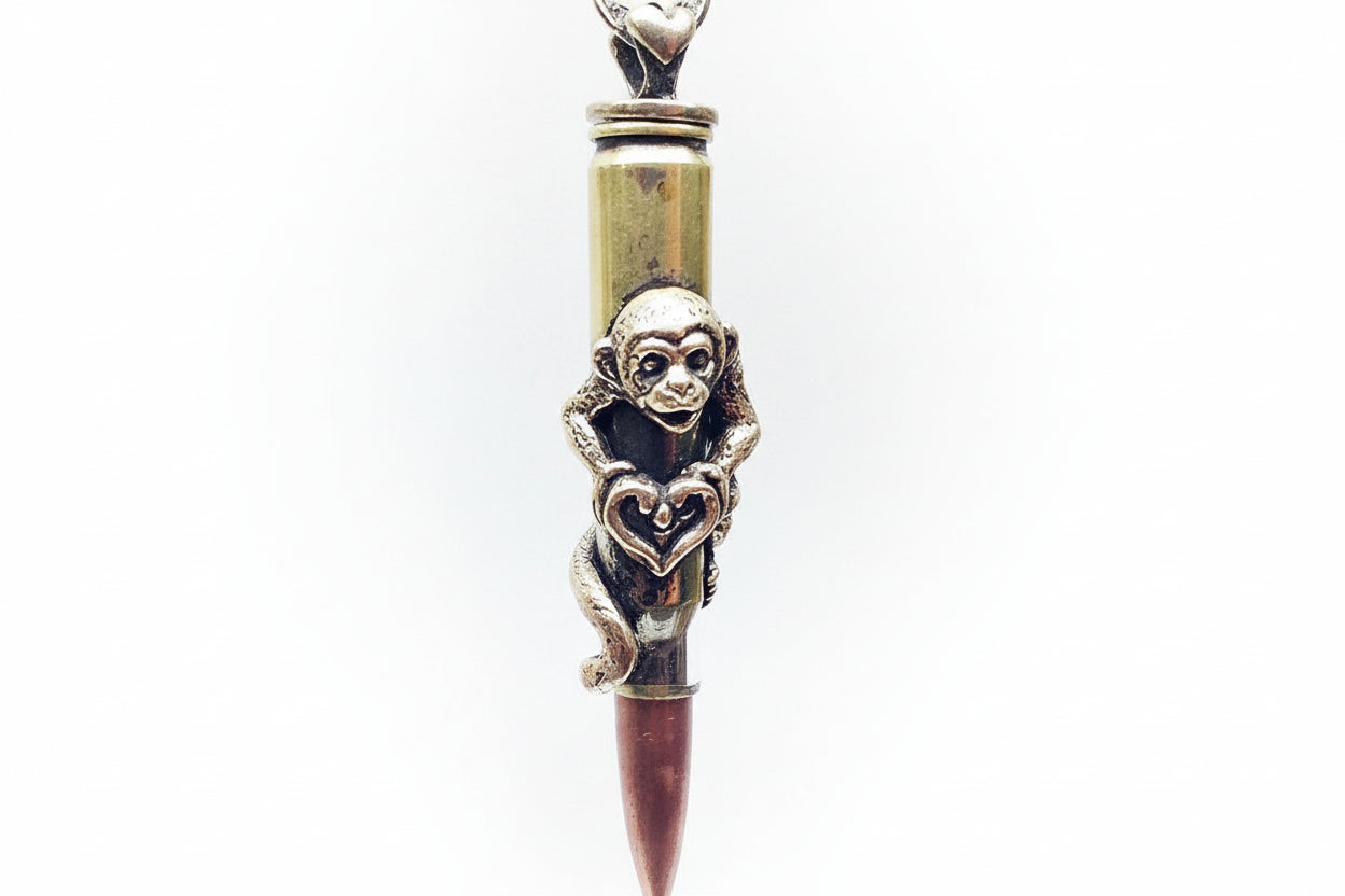 Monkey Year Zodiac Love Bullet Silver Pendant