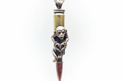 Monkey Year Zodiac Love Bullet Silver Pendant