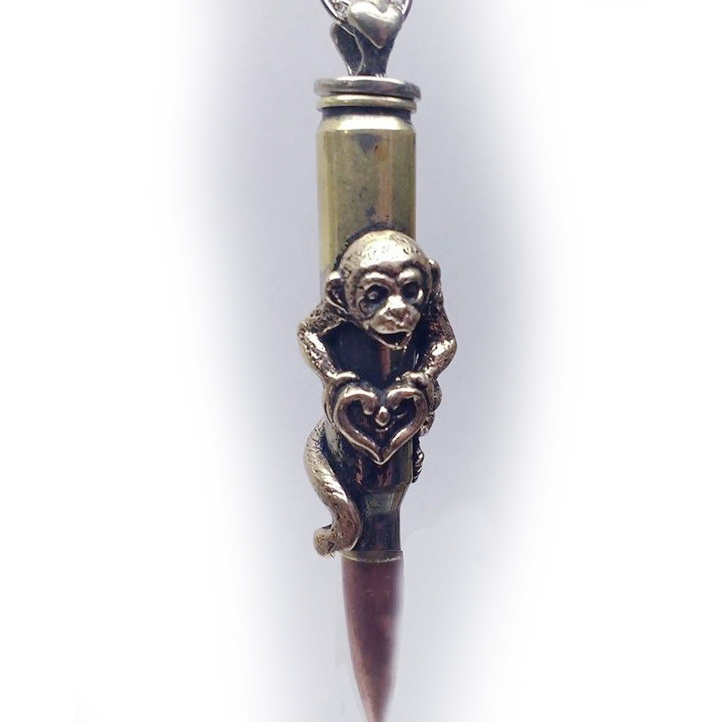 Monkey Year Zodiac Love Bullet Silver Pendant