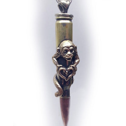 Monkey Year Zodiac Love Bullet Silver Pendant