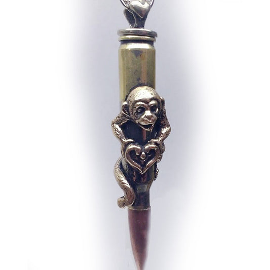 Monkey Year Zodiac Love Bullet Silver Pendant