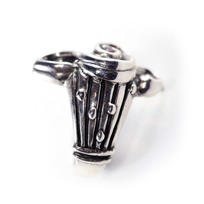 Music Treble Clef Sterling Silver Ring with Garnet Stone