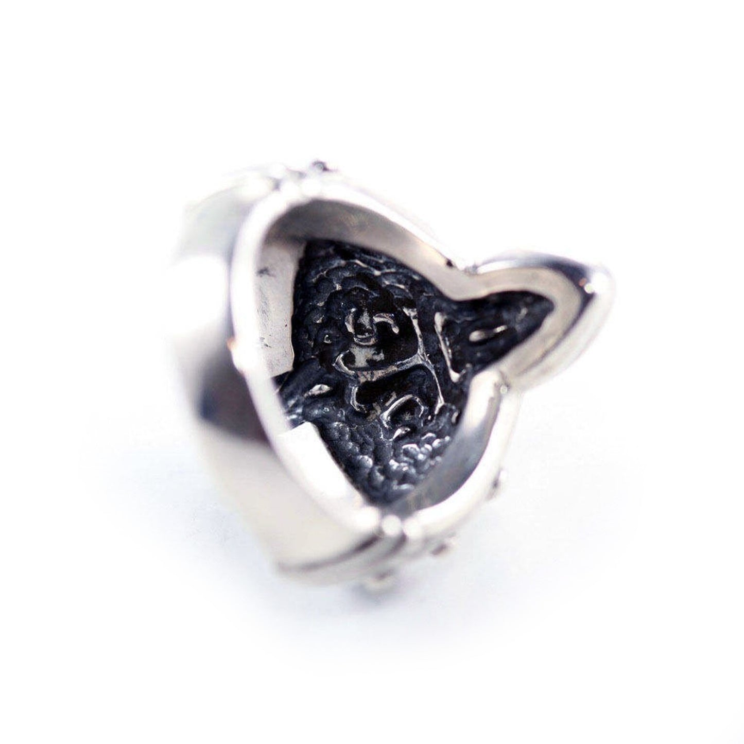 Music Treble Clef Sterling Silver Ring with Garnet Stone
