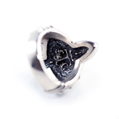 Music Treble Clef Sterling Silver Ring with Garnet Stone