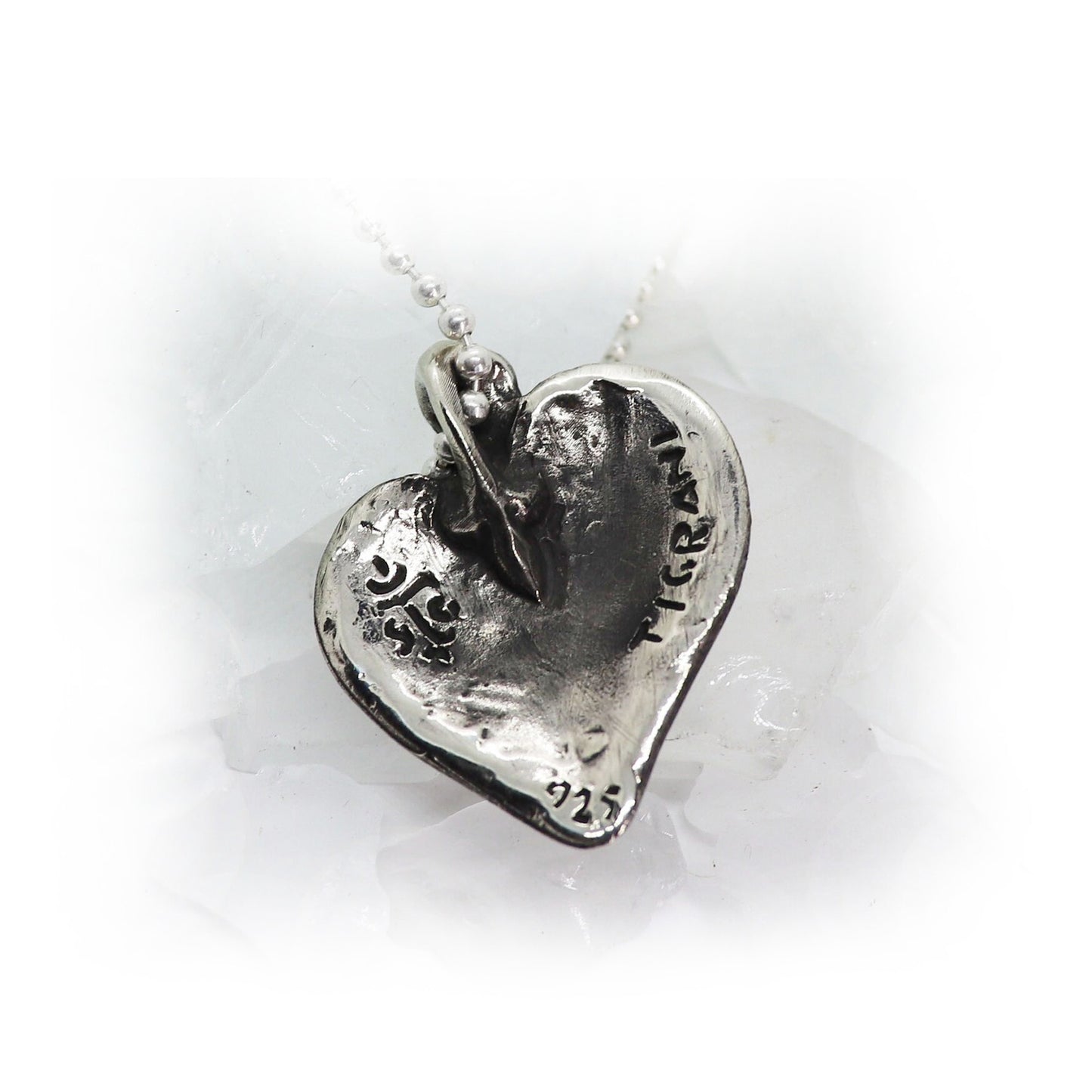 Natural Abstract Heart Sterling Silver Pendant