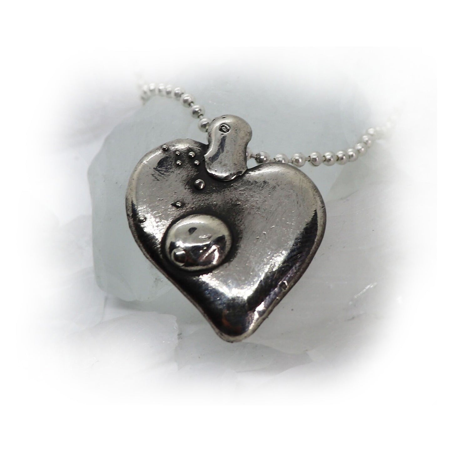 Natural Abstract Heart Sterling Silver Pendant