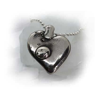 Natural Abstract Heart Sterling Silver Pendant