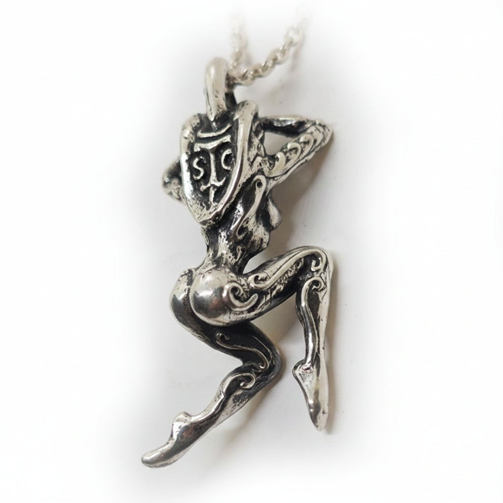 Nude Dansing Girl with Tattoo Design Sterling Silver Pendant.