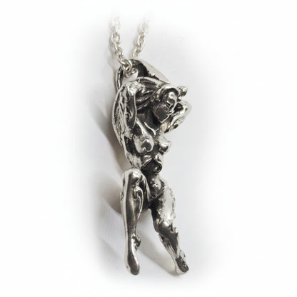 Nude Dansing Girl with Tattoo Design Sterling Silver Pendant.