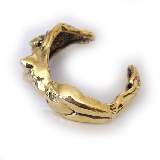 Nude Woman Body Brass Bracelet with Red Heart Stone