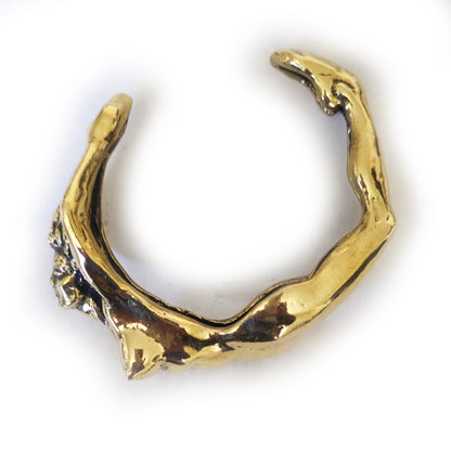 Nude Woman Body Brass Bracelet with Red Heart Stone