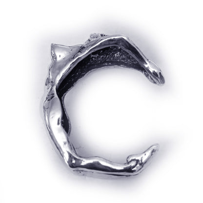 Nude Woman Body Sterling Silver Bracelet with Red Heart Stone
