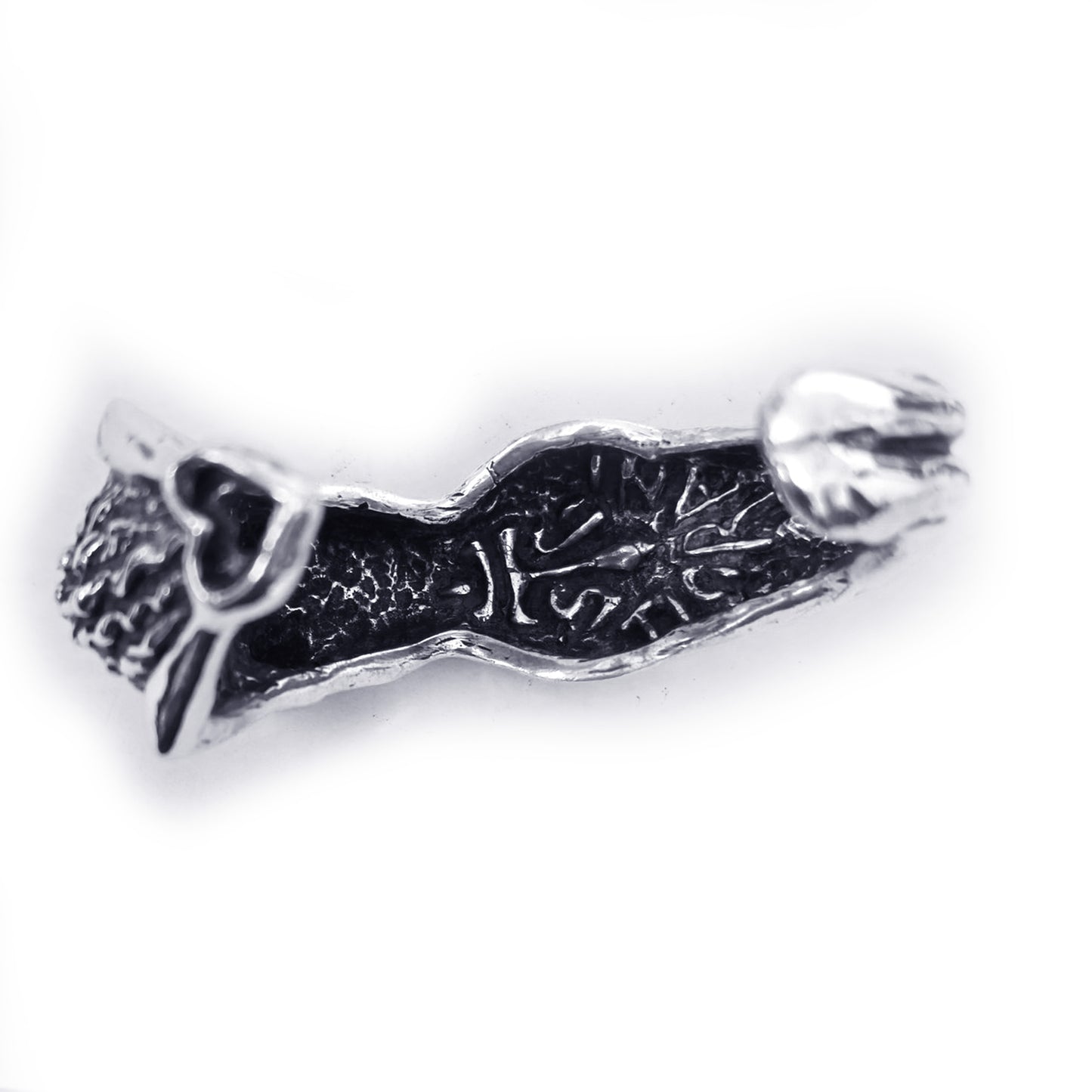 Nude Woman Body Sterling Silver Bracelet with Red Heart Stone