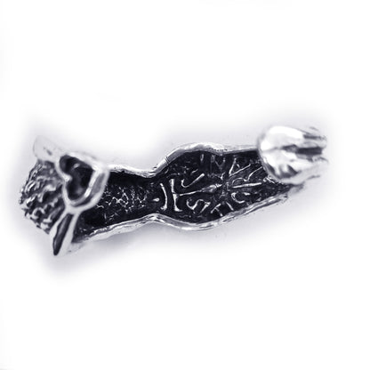 Nude Woman Body Sterling Silver Bracelet with Red Heart Stone