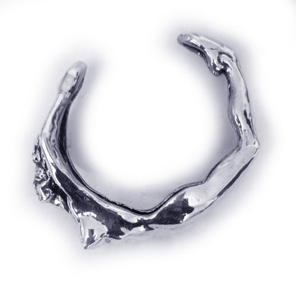 Nude Woman Body Sterling Silver Bracelet with Red Heart Stone